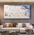 Skifahrer auf Schneebedeckter Berg Schnee von Palettenmesser Wandkunst Minimalismus